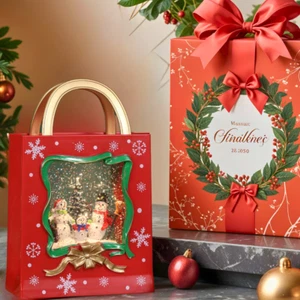 SINT Weihnachten Schneekugel Laterne mit Schneemannfamilie, USB/Batteriebetrieben - Bild 1 von 7