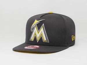 New Era 9Fifty Men Women Cap Miami Marlins Flip Up Charcoal A-Frame Snapback Hat - Picture 1 of 5