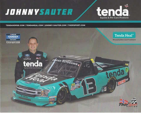2019 JOHNNY SAUTER "TENDA 2ND VERSION" #13 NASCAR GANDER OUTDOOR TRUCK POSTCARD Cover