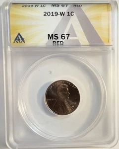2019 W Lincoln Cent 1C - ANACS MS 67 RED - (4064) - Picture 1 of 4