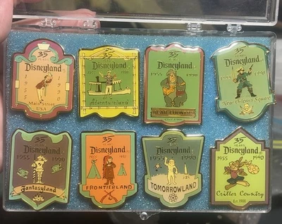 Disneyland Cast Member Pin Set 35th Anniversary Pin Badge Set of 8 Vintage - Image 1 of 4