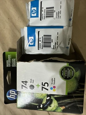 Cartuchos de impresora HP originales 10/16 74 negros y 75 tricolor tinta paquete combinado 2 Foto 1 de 4