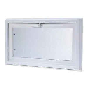 White Double-Pane Insulated Glass Hinged Vinyl Hopper Inswing Basement Window - Picture 1 of 5
