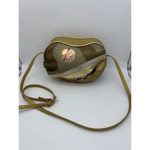 Vintage Retro 80er Gold Bronze Metallic Geometrisch 20,5" Schultertasche Tasche - Bild 1 von 8
