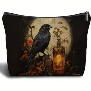 Halloween Gothic Rabe Bernstein Trank Flasche - doppelseitige Krähe Reißverschluss Kosmetiktasche - Bild 1 von 1