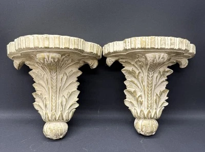 PAIR OF ANTIQUE STYLE DECORATOR WALL SHELVES SCONES - Image 1 of 4