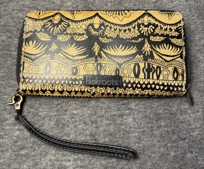 Sakroots Artist Circle Large Zip Around Wallet/Wristlet Spirit Desert EUC - Imagem 1 de 4