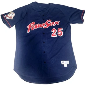 Milb Pawtucket Paw Red Sox Pawsox Jersey Game Worn Russell Size XL 48 #25 Rare - Picture 1 of 6
