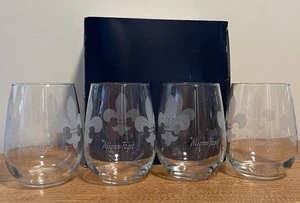 Mignon Faget Fleur de Lis Printed Stemless Wine Glasses 4 pk - Picture 1 of 5