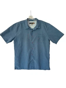 Quicksilver Waterman Shirt XL Blue Beach Casual Button Up Short Sleeve Mens - Picture 1 of 3