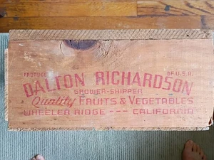 Vtg Wood Produce Box Dalton Richardson Wheeler Ridge California17.5"×13.75"×6.75 - Picture 1 of 9