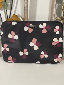 Kate Spade Black Pink Floral Dawn Dusk Buds Laptop Bag - Picture 1 of 5