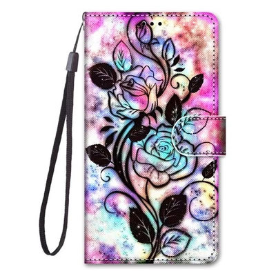 Flip Rose Wallet Cover Case For S25 S24 17 16 Xiaomi Redmi OPPO Realme Motorola - Image 1 of 4