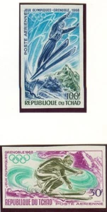 Tchad Olympic Games 1968 Grenoble Imperforated set MNH skiing - Bild 1 von 1