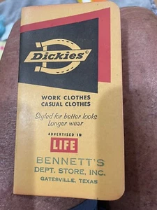 1957-1958 Williamson Dickie Arbeitskleidung - Werbung Notizblock GATESVILLE TX - Bild 1 von 9