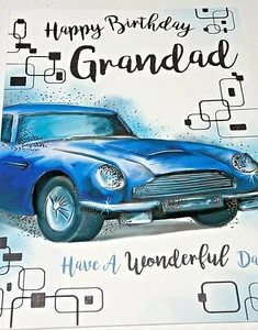 Grandad Birthday Card. Sports Car Theme. Kingfisher Cards.  - Picture 1 of 3