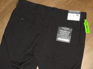 NEW! Men's HAGGAR Wrinkle Free Black Premium Stretch Dress Pants 36 X 30 NWT! - Picture 1 of 6