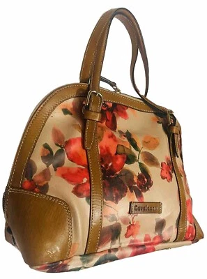 BOLSO DE VIAJE ITALIANO CAVALCANTI CONVERTIBLE CUERO FLORAL CREMALLERA DORADA Foto 1 de 4