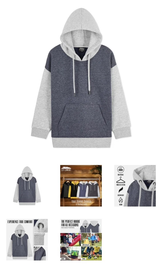 City Comfort Hoodie Grey And Grey Blue Size 11-12 Years Brand New In Sealed Bag - Image 1 of 1
