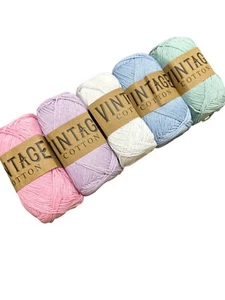 Vintage Cotton DK Colourful Bundle Of Knitting / Crochet Yarn 5x 100 Grans - Picture 1 of 4
