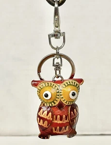 Llavero Búho Cuero Hecho a Mano y Pintado Nuevo con Etiqueta - Imagen 1 de 7
