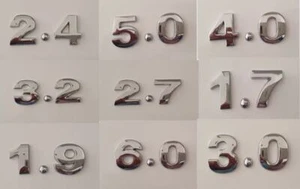 3D Qualität Metall selbstklebende Zahlen Auto MOTOR Größen Abzeichen 25mm SILBER - Bild 1 von 34