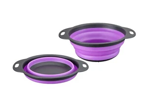 PURPLECHEF Collapsible Kitchen 2 PCS Silicone Strainer,Colander, Mixing Bowl Set - Picture 1 of 6