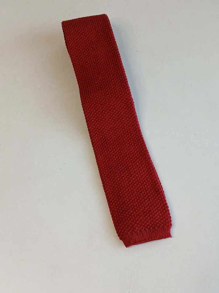 Vintage STAFFORD Square End Knit Neck Tie Dark Red Burgundy ~ Preowned - Image 1 of 4