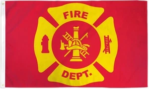 Feuerwehr 3x5ft Poly Flagge Feuerwehren Feuerwehrautos Flagge (RD/YW) - Bild 1 von 4
