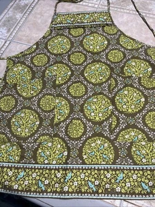 VERA BRADLEY Vntg Apron – Olive Green & Aqua Medallion Print – Retro Full Bib - Picture 1 of 5