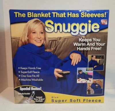 Brand New in Box Original SNUGGIE Blanket w/ Bonus Booklight Blue 71" x 54" - Image 1 of 2