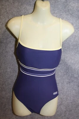 SCHWIMMANZUG BADEANZUG  GRÖSSE 36 BLAU MIT GELB MIT BÜGEL DEBENHAMS - Bild 1 von 2