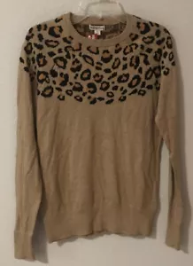 NEW Merona Cheetah print Brown Pullover sweater Long Sleeve Size Small NWT B354 - Picture 1 of 6