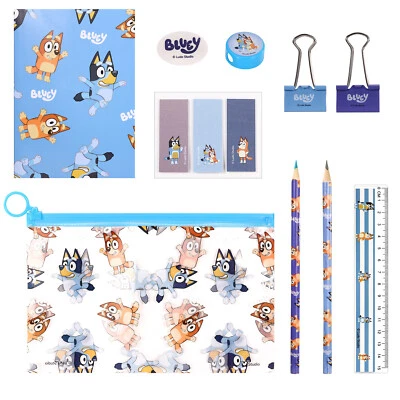 Bluey 9tlg Transparent Gefüllt Federmäppchen Schreibwaren Set Wasserdicht