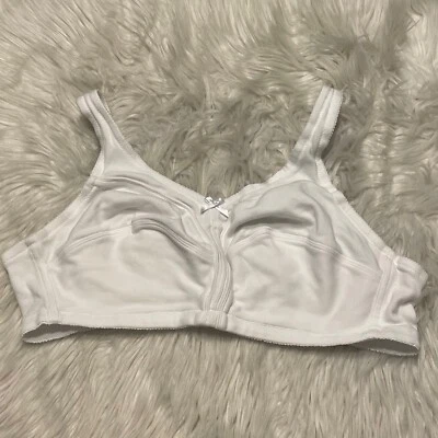 Comfort Choice 40B Bra White Wireless Unlined Unpadded Cotton Back Closure - Image 1 of 4