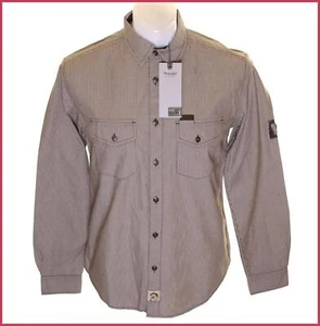 Nuevo Hombre Auténtico Wrangler Manga Larga Rayas Camisa Pequeño Mediano Marrón - Imagen 1 de 2