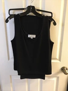 Women’s St John Size Small Santana Knit Black Wool Tank Top W/ 8Wide Leg Pants - Picture 1 of 4