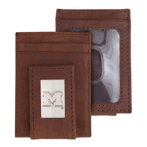 University of Michigan Wolverines Wallet Front Pocket Leather Wallet Cover