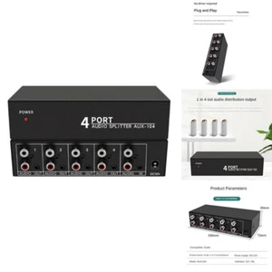 RCA AUX Audio Switcher 4 in 1 Out Stereo Audio Selector 4X1 3.5mm Aux L/R RCA - Afbeelding 1 van 8