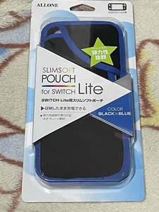 For Nintendo Switch Lite - slim Soft pouch Neoprene material Black x Blue Japan - Picture 1 of 2