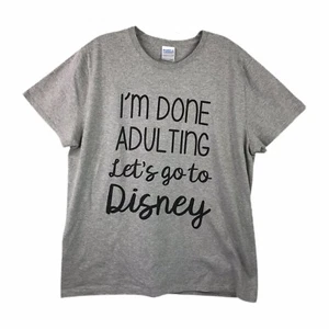 Camicia donna grande Disney grigia manica corta "Ho fatto adulto" fatta in casa viaggio - Foto 1 di 6