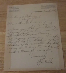 Handwritten Signed Letter by Miss Effa Ellis (Perfield) Requesting Payment - Bild 1 von 5