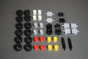 Lego 6014 87697 Genuine Random 4 Wheels 4 Tyres Tires 2-4 Axles for 1 Car Set - Picture 1 of 4