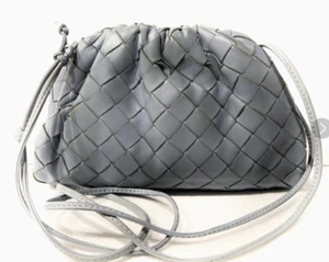 Bottega Veneta Mini Pouch Intrecciato Light Blue Leather Shoulder Bag - Picture 1 of 24