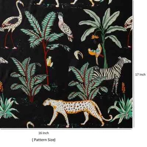 3,5,10, Yard Indian Animal Tiger Cotton Print Fabric Running Hand Block Printed - Picture 1 of 36