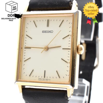 Vintage [ Exc+5 ] SEIKO 7N01-5050 White Dial Gold Square Tank 25mm Watch JAPAN - Image 1 of 4