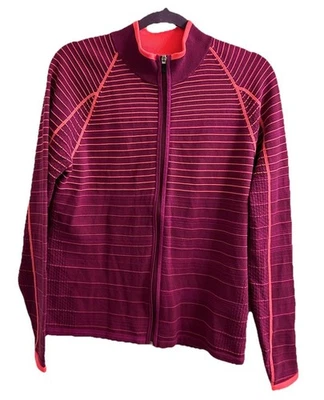 Cárdigan Annika Cutter & Buck Rosa Púrpura Cremallera Completa Tejido Suéter Talla Grande Deportivo Foto 1 de 3