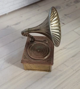 1:12th Scale Brass Gramophone Music Box - Picture 1 of 5