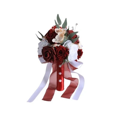 Brautstrauß Handblumen Seidenblumen blau weiß rot 19x19x30cm für Zeremonie - Bild 1 von 4