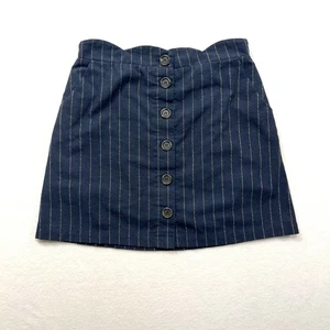Altar’d State Sz Medium Navy Pinstripe Mini Skirt Scalloped Button School Girl - Picture 1 of 9
